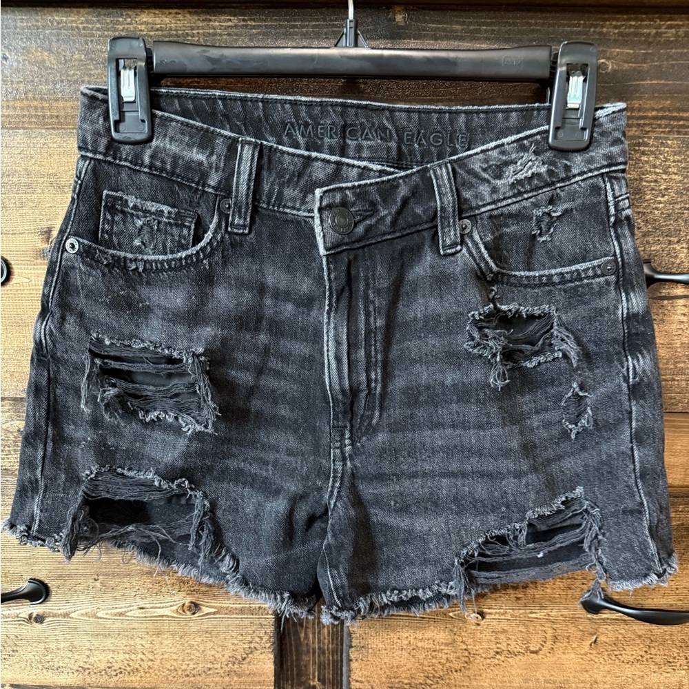 American Eagle Outfitters Black Distressed Jean Shorts